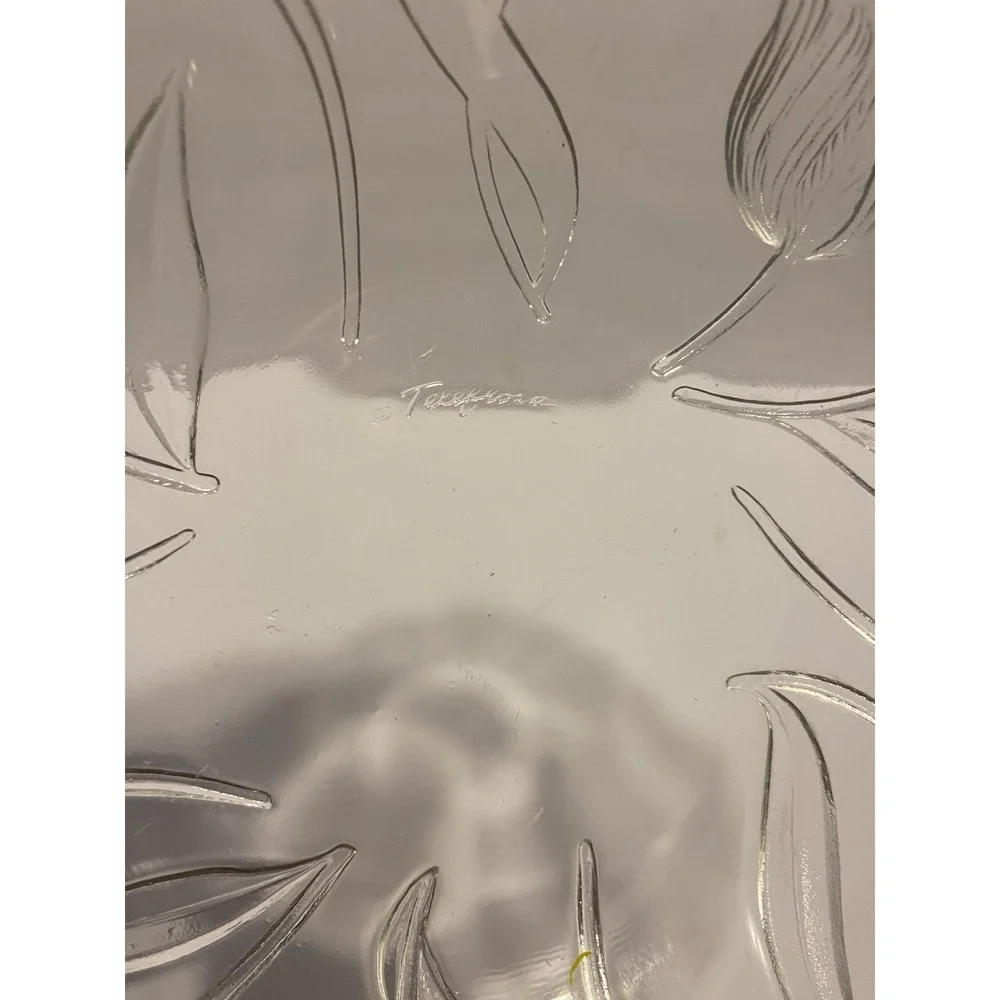 Set Of 3 Teleflora Clear Crystal Bowl Vase Center Piece‎ Frosted Tulips 7.25